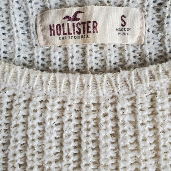 Cream sparkle hollister sweater size s - Picture 2 of 3